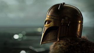 Helmet bearded man distant scenery - a helmet free wallpaper