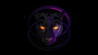 Black tiger glowing eyes purple - cubofuturism free wallpaper