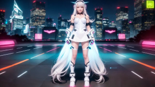 Cyberpunk woman neon dress urban - du qiong free wallpaper