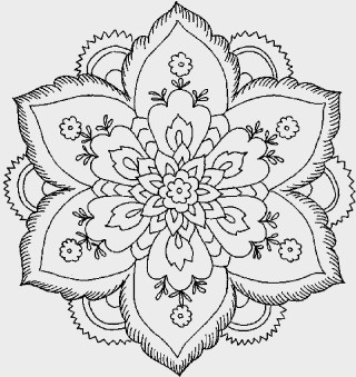 Black white flower center drawing - a flower free wallpaper for tablet