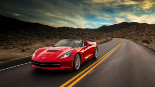 Red sports car desert mountains 6 - a road in the desert free wallpaper