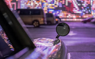 Car mirror city night blurry - rim free wallpaper
