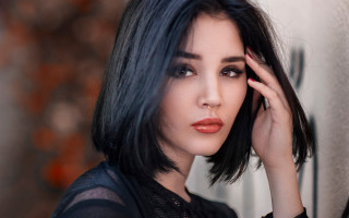 Woman black hair black shirt 2 - black hair free wallpaper