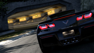 Black sports car night road 3 - a building and trees free wallpaper