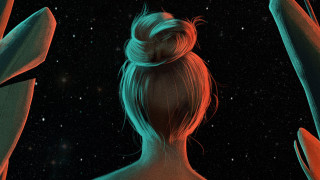 Woman star gazing cactus space - a cactus free wallpaper