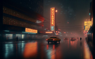 City street night taxi neon - a city street free wallpaper for desktop