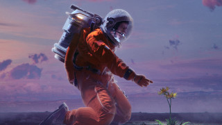 Orange space suit man flower - a flower free wallpaper for desktop