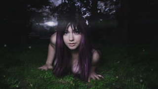 Purple haired woman gothic night - the dark free wallpaper for desktop