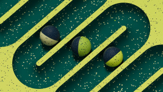 Green yellow balls speckled surface - kinetic pointillism free wallpaper for desktop