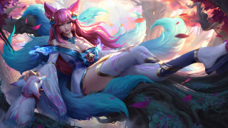 Ahri vastaya fox tails pink - a blue tail free wallpaper