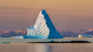 Iceberg mountains sunset ocean beach - sharp edge free wallpaper