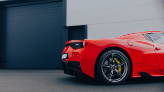 Red sports car garage door - a garage door free wallpaper