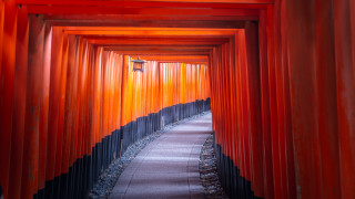 Red torii sunset walkway stairs - the end free wallpaper