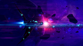 Space spaceship star aurora moon - a space scene free wallpaper for desktop