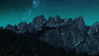 Mountain range starry sky trees - a few star above free wallpaper
