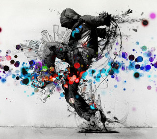 Skateboard city colorful circles rider - funk art free wallpaper for tablet