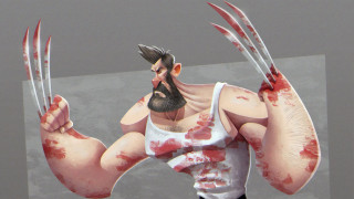 Bearded man claws bloody shirt - bloody free wallpaper
