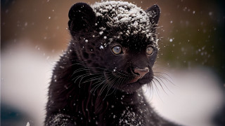 Black cat snowball night sky - david budd free wallpaper for desktop
