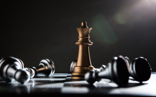 Golden king chessboard black pawn - reflective free wallpaper