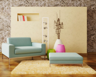 Living room blue chair pink - a vase free wallpaper