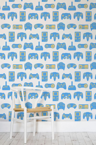Chair wall blue elephants wooden - front of a wall free wallpaper