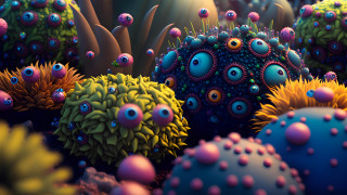 Colorful balls plants field bokeh - environment free wallpaper