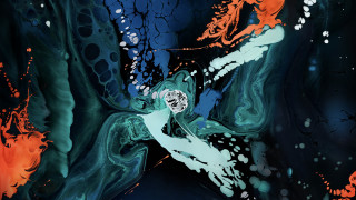 Woman clock hands chest orange - paint free wallpaper for desktop