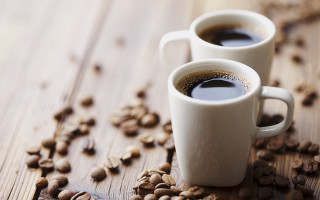 Coffee cups coffee beans wooden - two cup of coffee free wallpaper