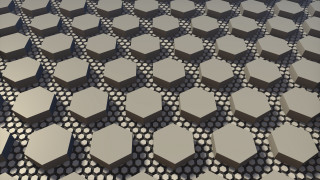 Hexagonal pattern checkered floor raytraced - a surface free wallpaper