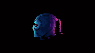 Blue purple mask red eye - vector art free wallpaper