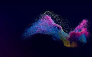Colorful substance flying 3d generative - a blue sky behind free wallpaper for desktop