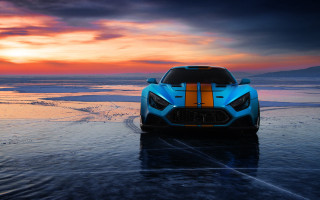 Blue orange sports car beach - sports car free wallpaper