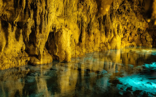 Cave reflection fire battle embers - a reflection of the water free wallpaper for desktop