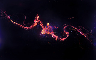 Red pink swirls blue light - the left side of the image free wallpaper