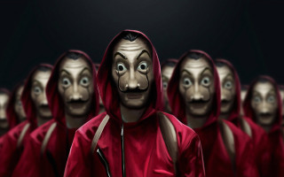 Masked redhoodies group 3d concept - mask free wallpaper