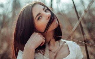 Woman white shirt posing woods - anka zhuravleva free wallpaper