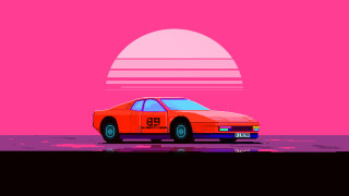 Car beach pink sunset vector - the beach in front free wallpaper