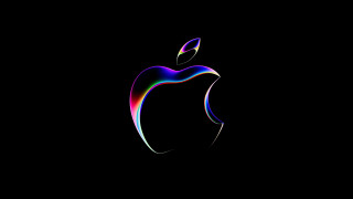 Black background colorful apple holography - a colorful apple logo free wallpaper