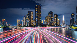 City skyline night lights traffic 2 - traffic free wallpaper