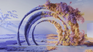 Purple yellow tree field kinetic - kinetic art free wallpaper for desktop