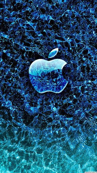 Apple logo blue background water - free textures wallpaper for mobile