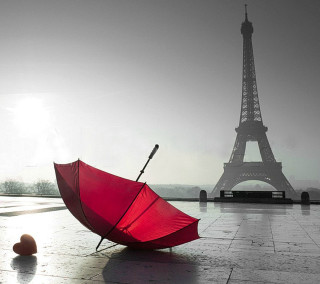 Red umbrella eiffel tower paris - a red umbrella free wallpaper for tablet