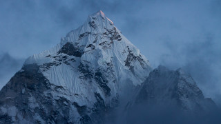Snowy mountain peak cloudy sky - amir zand free wallpaper