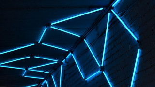 Blue light brick wall cyberpunk - modular free wallpaper