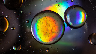 Bubbles floating water droplets holography - a liquid free wallpaper