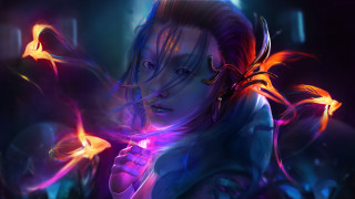 Woman butterfly neon dark cyberpunk - a neon light free wallpaper