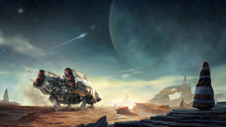 Sci fi vehicle desert star - a distant star in the background free wallpaper