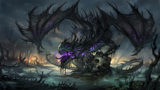 Demonic creature purple eyes horns - a demonic looking creature free wallpaper for desktop