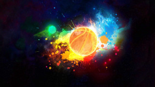 Basketball colorful explosion smoke black - neon color free wallpaper