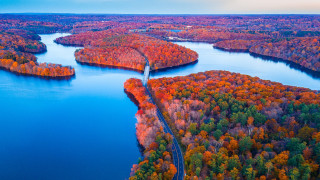Hudson river fall bridge autumn - cao buxing free wallpaper